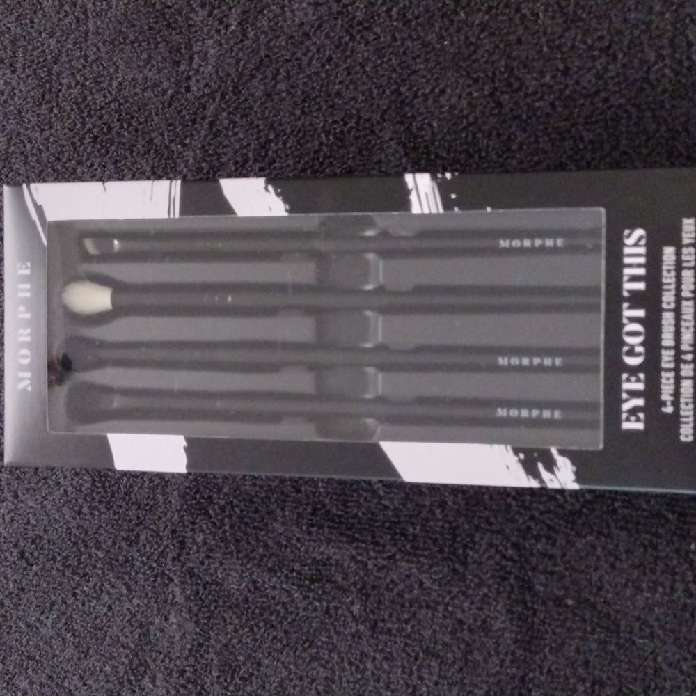 A 4 piece black brush set made by Morphe.
